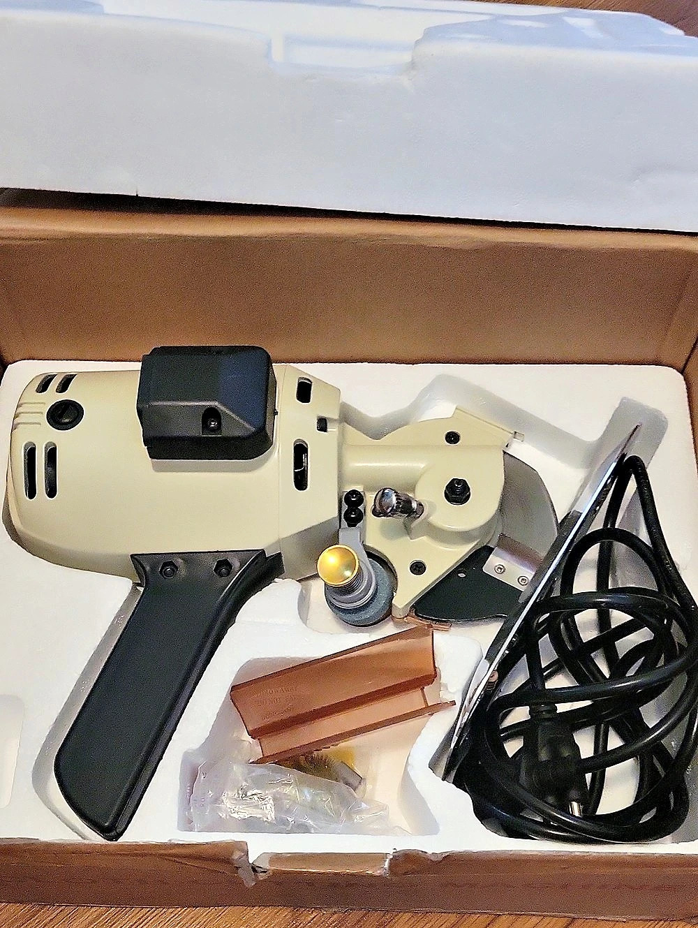 Vintage Cloth Cutting Machine in White & Black